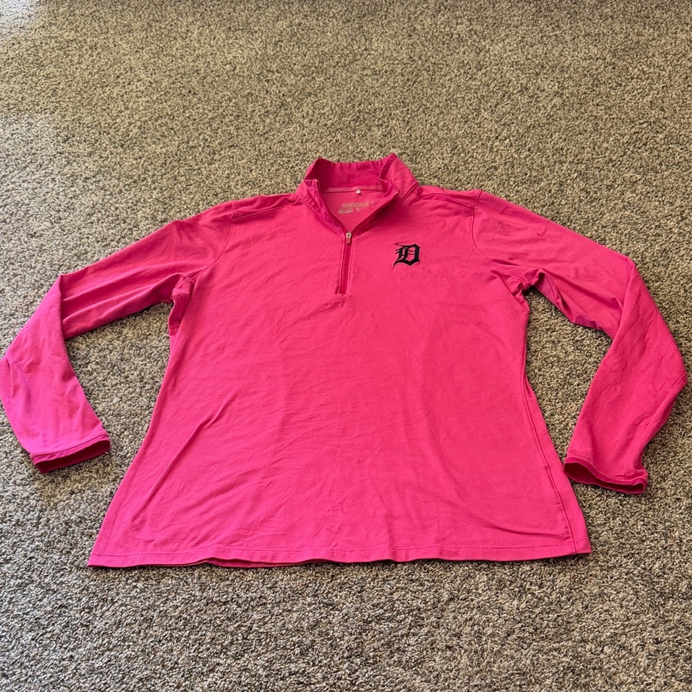 Nike Golf Dri-FIT Detroit Tigers Bright Pink Quarter-Zip Top Women's XL